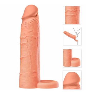 18 Cm Liquid Silicone Inferno Gerçekci Halkalı Penis Kılıfı