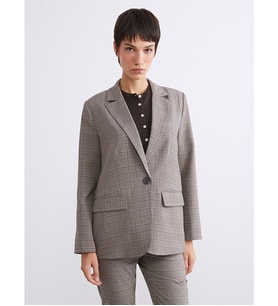 LCW Vision Bej Ekose Kadın Blazer Ceket