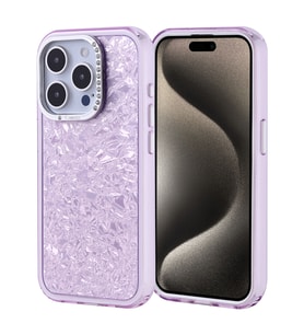 Apple iPhone 15 Pro Uyumlu Kılıf Taşlı Tasarımlı Zore Kapi Kapak (Lila)
