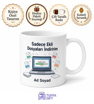 Sadece Ekli Dosyaları İndiren Tembel Stajyer Esprili Kupa Bardak Hediye