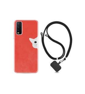 Vivo Y20 Kılıf Silikon Ipli Boyun Askılı Desenli Kedoş 1735