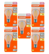 (5 Adet) Osram 6,5W (60W) 2700K (Sarı Işık) Dim Edilebilir E27 Duylu (Kalın Duy) Led Şeffaf Ampul