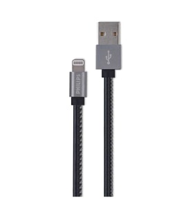 Philips Apple MFI Lisanslı UsbA to Lightning Deri Kaplama 1.2Metre Hızlı Data ve Şarj Kablosu DLC2508B