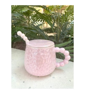 İnci Kupa Mug Lila-Kupa kapak ve kaşık