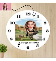 Okul Bahçesi Karikatürlü İsimli Duvar Saati