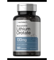 Horbäach Lithium Orotate 130mg  180 Capsul Non-GMO, Gluten Free  5mg. Usa Menşei.OZELSPORCUGIDALARIN'DAN 3943 (Renksiz)