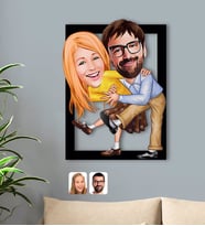 BK Gift Kişiye Özel Sevgililer Karikatürlü 3D Ahşap Tablo-102