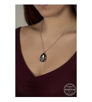 Crystal TaşlıDamla Top  Zincir 925 Ayar Gümüş Kolye