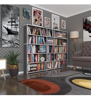 Kenzlife kitaplık süper ga 150*200*19 gri 5 katlı 3 bölme çift bölme opsiyonlu ofis mutfak banyo dolabı arkalıksız