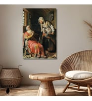 Tekli Dikey Kanvas Tablo Ünlü Eserler Rembrandt van Rijn Tobit and Anna