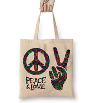 Zafer Ve Barış İşareti Peace Lowe Bez Çanta Uzun Saplı