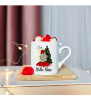 Mutlu Yıllar & Merry Christmas Yılbaşı Tasarımlı Ahşap Tabaklı Kişiye Özel Türk Kahvesi Fincanı