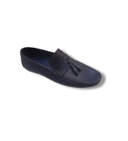 Growish GR0331 Hakiki Deri Üst Kalite Dikişli Saraçlı Lacivert Mavi Erkek Loafer Günlük Ayakkabı (Lacivert)