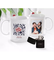BK Gift Kişiye Özel Babalar Günü Hediyesi Fotoğraflı Kupa Bardak ve Benzinli Çakmak Seti-3 (Model 1)