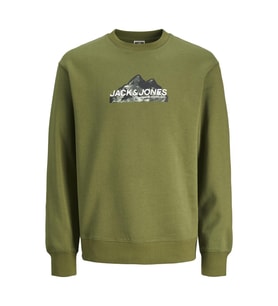 Jack & Jones 12262094 Jcomountain Logo Sweat Crew Neck Yeşil