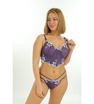 Yüksek Kalite Dantel İşlemeli Özel Motifli Bralet Takım (Mor)