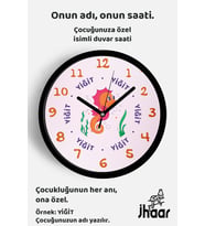İsme Özel Sevimli Denizatı Çocuk Odası Duvar Saati Orta Boy 30 cm Siyah Camlı Sessiz