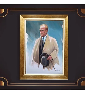 Altın Varaklı Çerçeveli Paspartulu Atatürk Tablo nl02A737 (Gold)