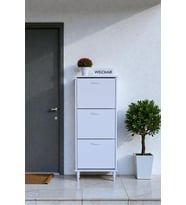 Eliusta Nefes Ayaklı 52 cm Ayakkabılık Kapı Önü/Antre 3 Düşer Kapaklı Beyaz 52x127x26 cm  Ayakkabılık