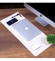 Krem Renk Pu Deri Ofis Masa Matı Laptop Sümen Takımı Geniş Mouse Pad