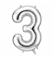 3 Rakam Folyo Balon Gümüş Rengi (76 cm)