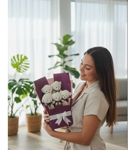 Sevimli peluş Ayıcık Buketi özel tasarım sevgiliye,arkadaş hediyelik (Mor)