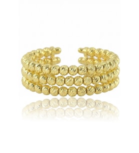 925 Ayar Gümüş Yüzük Altın Kaplama Dorica (Dorissa) Alttan Ayarlamalı Üç Sıra Yüzük SGTL13224GOLD (Altın Rengi)