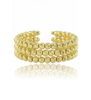 925 Ayar Gümüş Yüzük Altın Kaplama Dorica (Dorissa) Alttan Ayarlamalı Üç Sıra Yüzük SGTL13224GOLD (Altın Rengi)