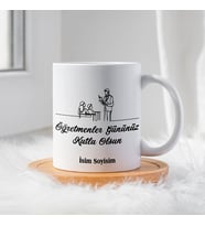 Öğretmenler Günü İçin Kişiye Özel Porselen Kupa Bardak - BY-KP-0000286 (Beyaz)