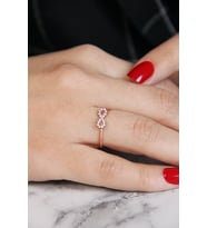 925 Ayar Gümüş Rose Sonsuzluk Sembolü Burma Yüzük - Y023101