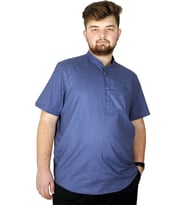 Mode XL Buyuk Beden Erkek Kısa Kol Hakim Yaka 20387 İndigo