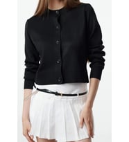 Kadın Modern Tarz Slim Bisiklet Yaka Regular Triko Hırka (Siyah)