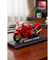 Suzuki Hayabusa GSX1300 Die Cast Model Motorsiklet Kırmızı Standlı İnce Detay 1:18 Ölçek
