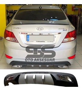 Hyundai Accent Blue Difüzör Arka Tampon Eki 2 Egzoz Çıkışlı Gri
