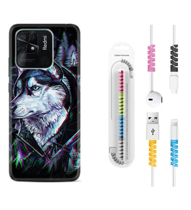 Xiaomi Poco X3 Pro M4 Pro X4 Pro C40 10C Kılıf Kablo Koruma Spiral Silikon Dog Eyes 1761