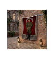 Elinde Bastonu İle Üniformalı Mustafa Kemal Atatürk poster Bayrak Raşel Kumaş 100x150 cm ATA62