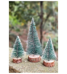 3 Lü Set Nevada Ağaç 8 - 12 - 15CM Uçlarına Kar Yağmış 3 Adet Yılbaşı Mini Masa Çam Ağacı Masa Üzeri