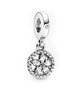Nur Silver Taşlı Çiçek Sallantılı Gümüş Charm NUR-BL00318