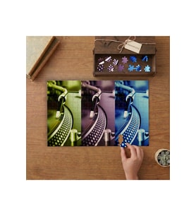 Üç Farklı Renk Tonunda DJ Pikap Tasarımı 240 parça Ahşap Puzzle Ahşap Kutuda MP07295
