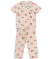 Civil Girls Fiyonk Desenli 10-13 Yaş Pijama Takımı - Fil Dişi