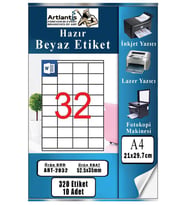 A4 Hazır Etiket 52.5x35 mm 10 Sayfa 1 Paket Kendinden Yapışkanlı Fotokopi Lazer İnkjet Kağıdı Yazıcılar İçin Uyumlu (Beyaz)