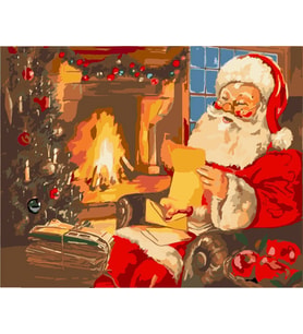 Noel Baba Sayılarla Boyama Seti 50x65 cm (Tuval Şasesine Gerili)