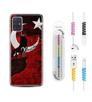 Samsung a71 A72 A73 A7 A9 2018 C7 C9 Kılıf Kablo Koruma Spiral Silikon Wolf and Moon 2 1381