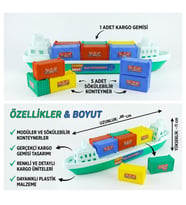 Oyuncak Konteyner Taşıyıcı Kargo Gemisi Sökülebilir Konteynerli