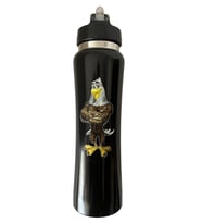 Promopanya 750ML. Pipetli Sporcu Taraftar Matarası-Termos Lacivert Renk Emzikli Okul Matarası-Termos ( isim Yazılabilir, isme Özel, Kişiye Özel, Kişiselleştirilebilir) (Beyaz-Siyah)