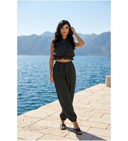 Balon fit pantolon ve Bağlama Detaylı Bluz Alt Üst Takım