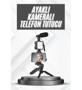 Telefon Tutucu Mikrofonlu Işıklı Youtuber Video Kayıt