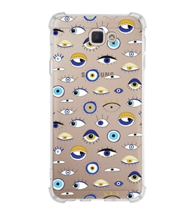 PrintiFy Samsung Galaxy J7 Prime 2 Uyumlu Nazar Boncuğu 2 Baskılı Şeffaf Köşe Korumalı Antişok Kılıf