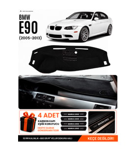 BMW E90 (2005-2013) Uyumlu Torpido Örtüsü Torpido Kılıfı - Siyah