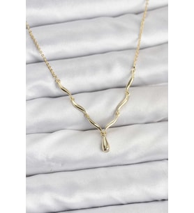 Pirinç Gold Renk Damla Model Kadın Kolye - TJ-BKO10800